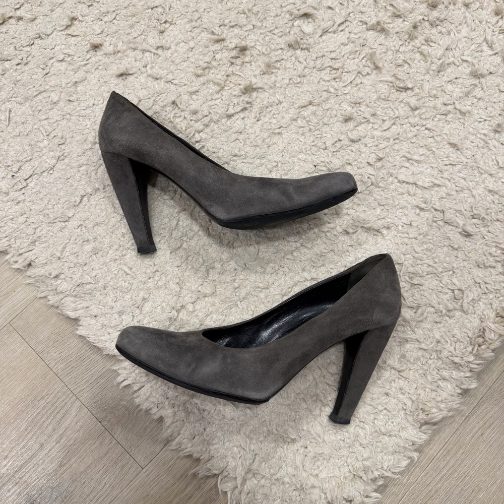 Prada Gray Suede High Heel Pumps
